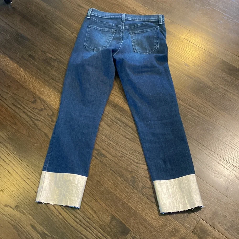 J Brand Ruby Silverpool Jeans Step Hem Silver Dipped 26 EUC